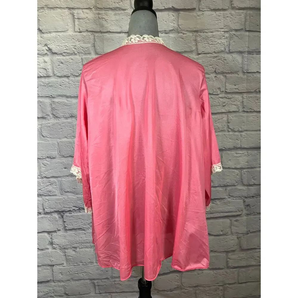 Vintage Pink Nylon and Lace House Jacket